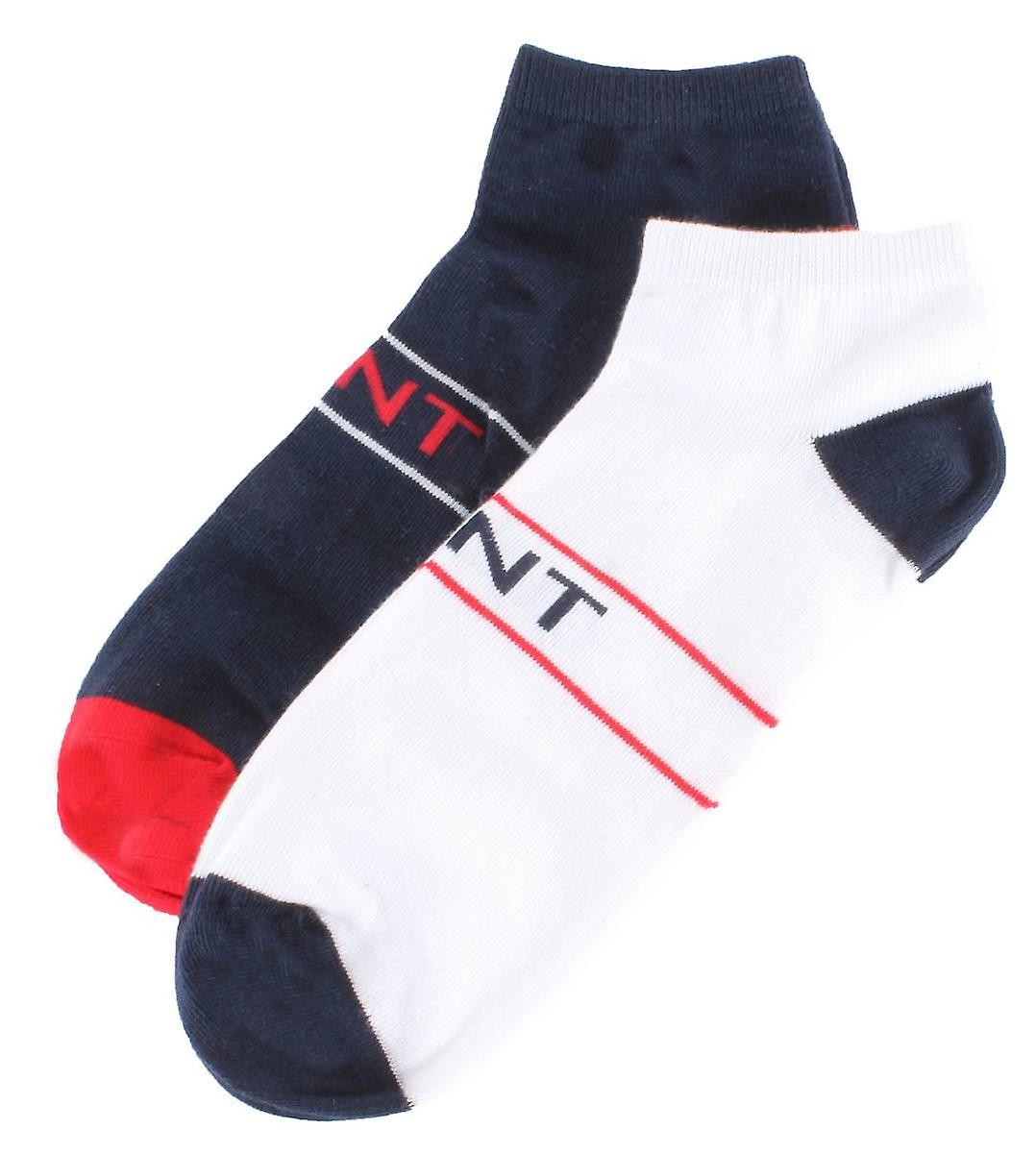 Gant 2 Pack Ankle Socks - White/Navy