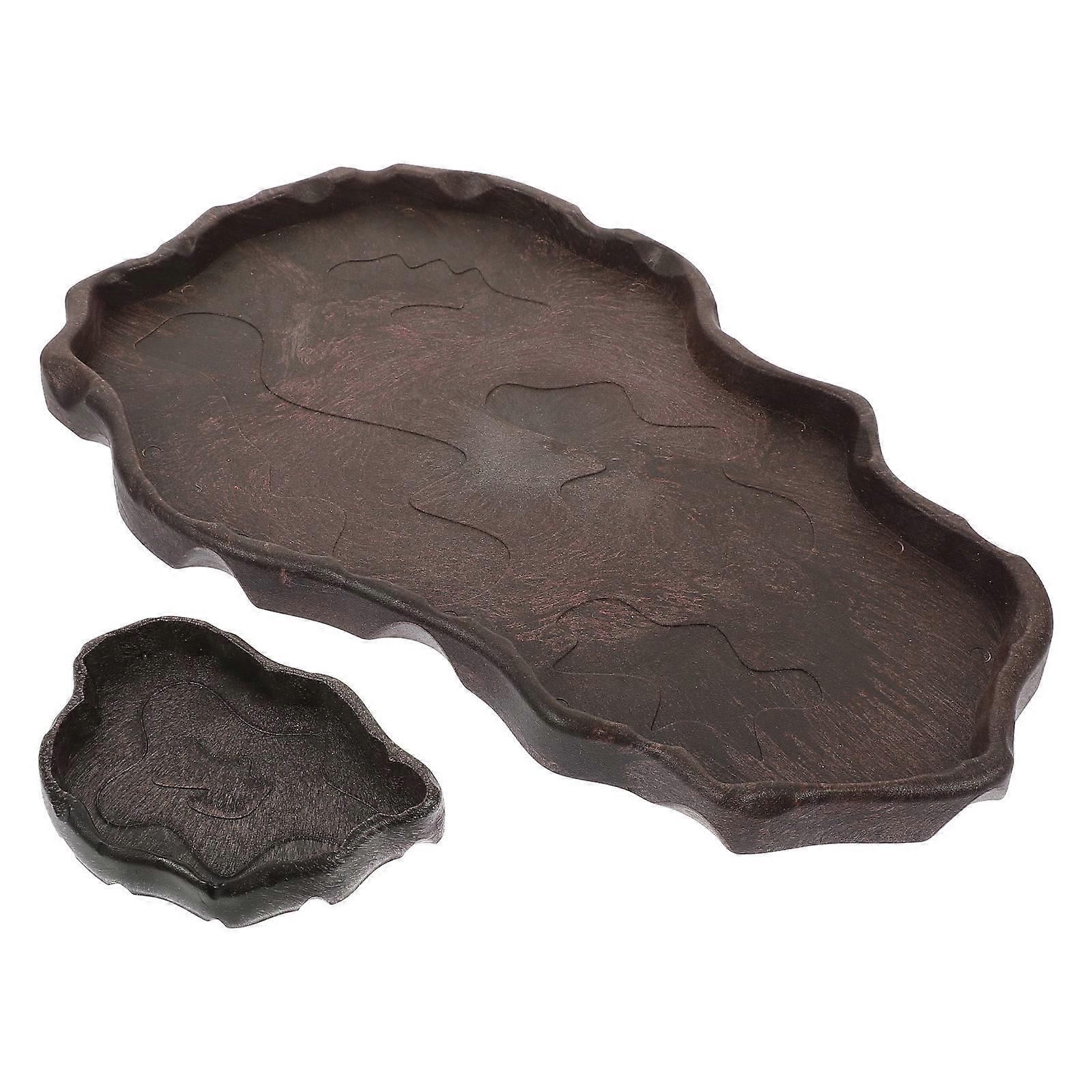 Reptile Feeder Résine Eau Plat Forme Ronde Lézards Facile à Nettoyer 2Pcs
