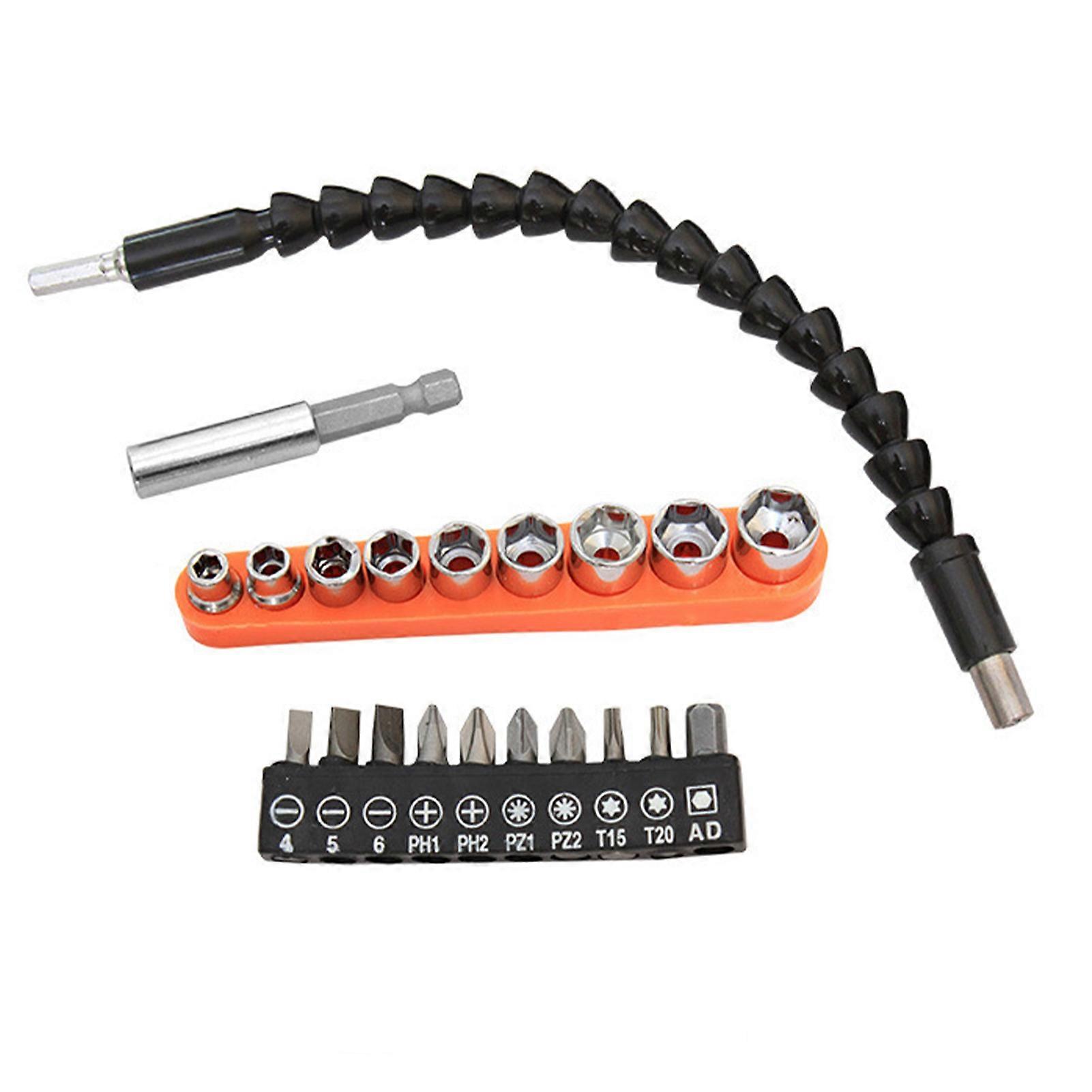 23Pcs Screwdriver Bit Set Flexible Extension Shaft Socket Wrench Tool Kit for Power Tools