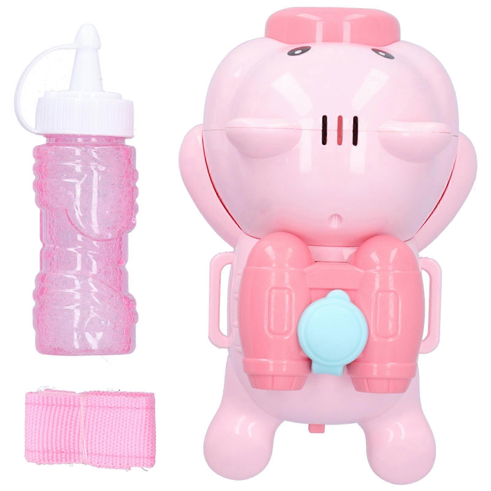 Kids Pig Shape Bubble Machine Automatic Lighted Music Bubble Blower with Wrist Strap