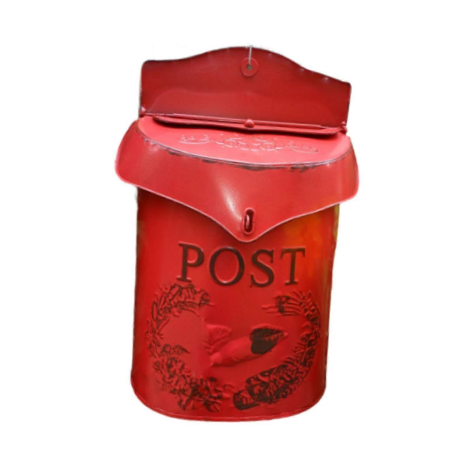 Wall Mounted Post Box Iron Nostalgic Shabby Chic Letter Box Adds Nostalgic Charm For Living Room And Garden Red