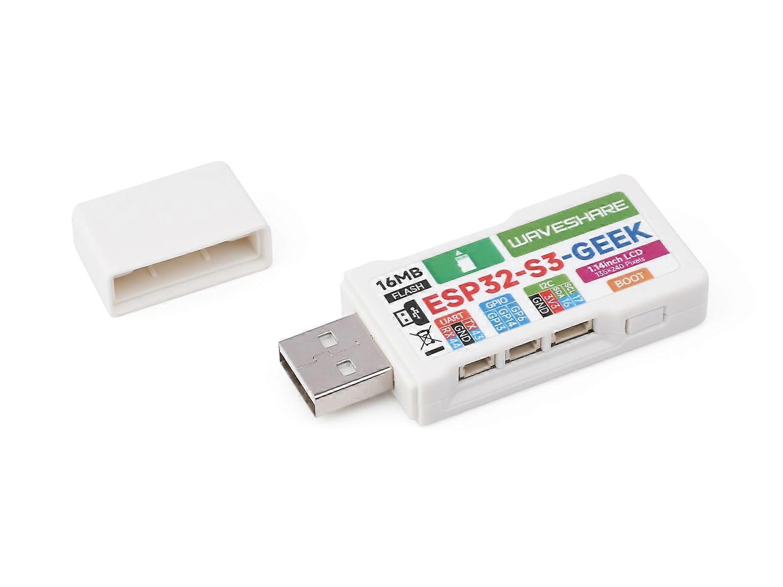 GEEK Development Board S3R2 Chip 1.14 Inch LCD WiFi Bluetooth LE USB-A Male Port White Case