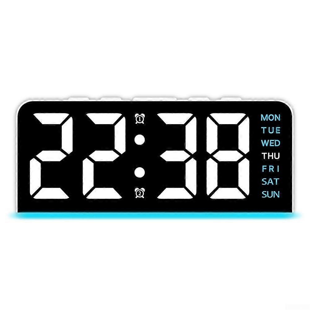 Elegant table clock with temperature alerts and soft night light, familyfriendly design for better sleep management (WBlue).