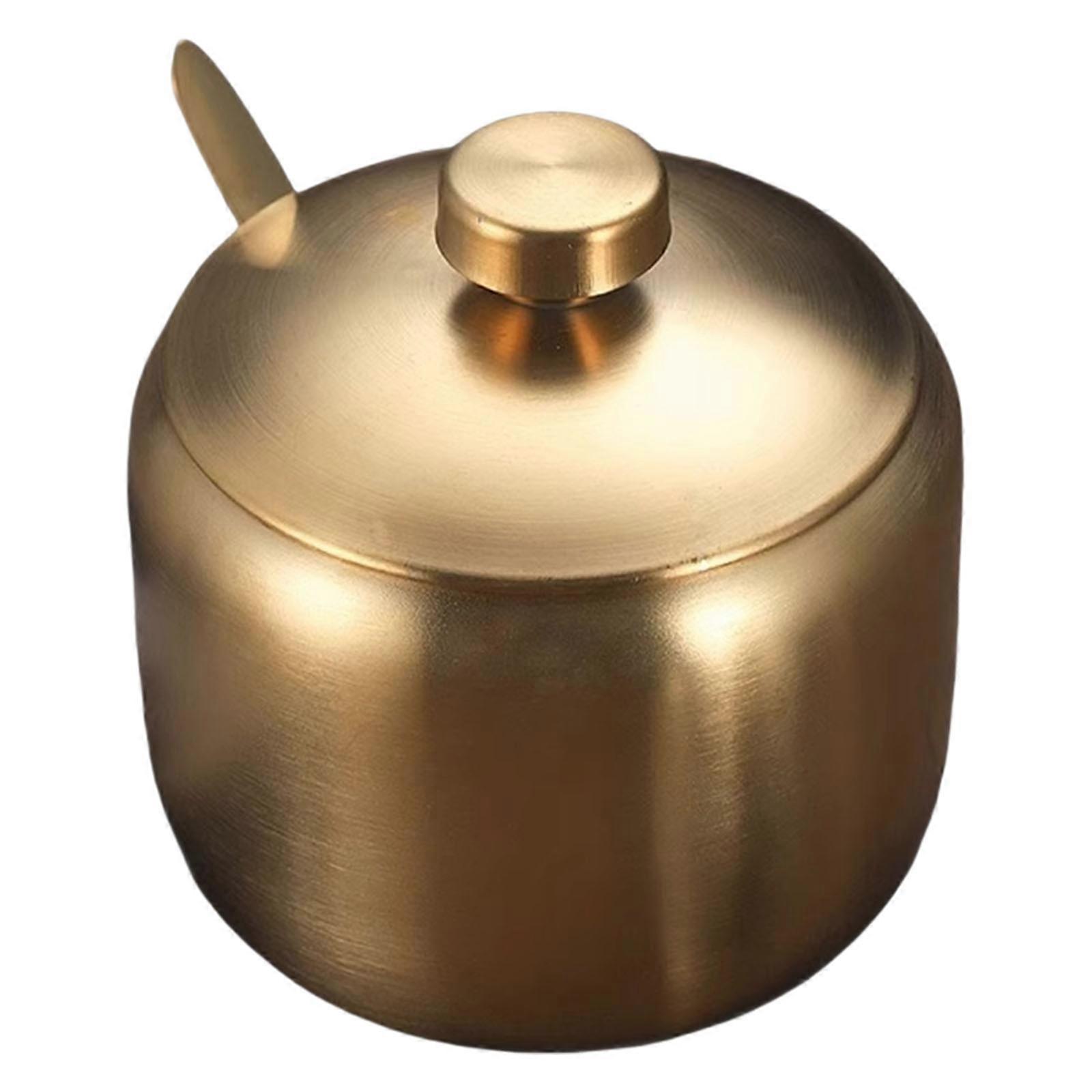 Rusts Resistant Stainless Steel Spices Canisters Golden Handle Accuracy Spoon Included Durable Storage For Spices  M