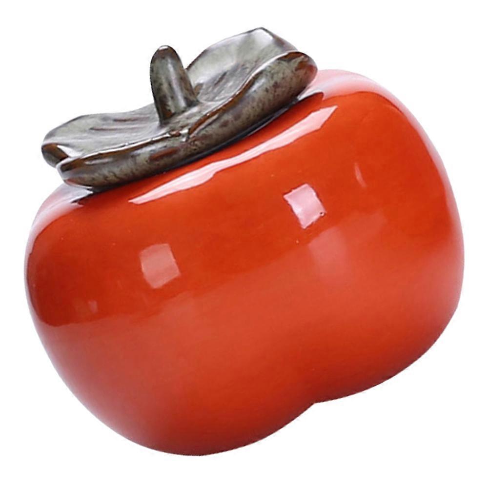 Red Persimmon Shaped Tea Canister Ceramic Wedding Gift 8x7cm Sealed 1Pack