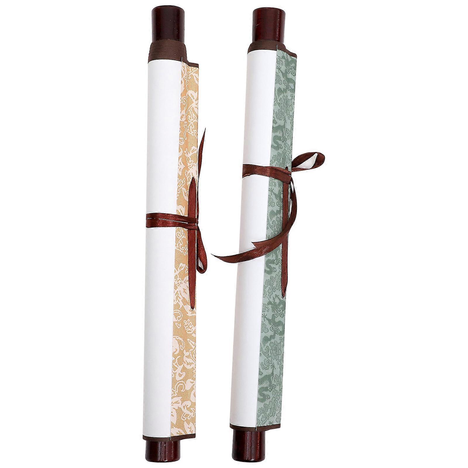 2pcs Blank Hanging Scroll Paper for Chinese Calligraphy and Art with Storage Box – Retro Design for Writing and Painting