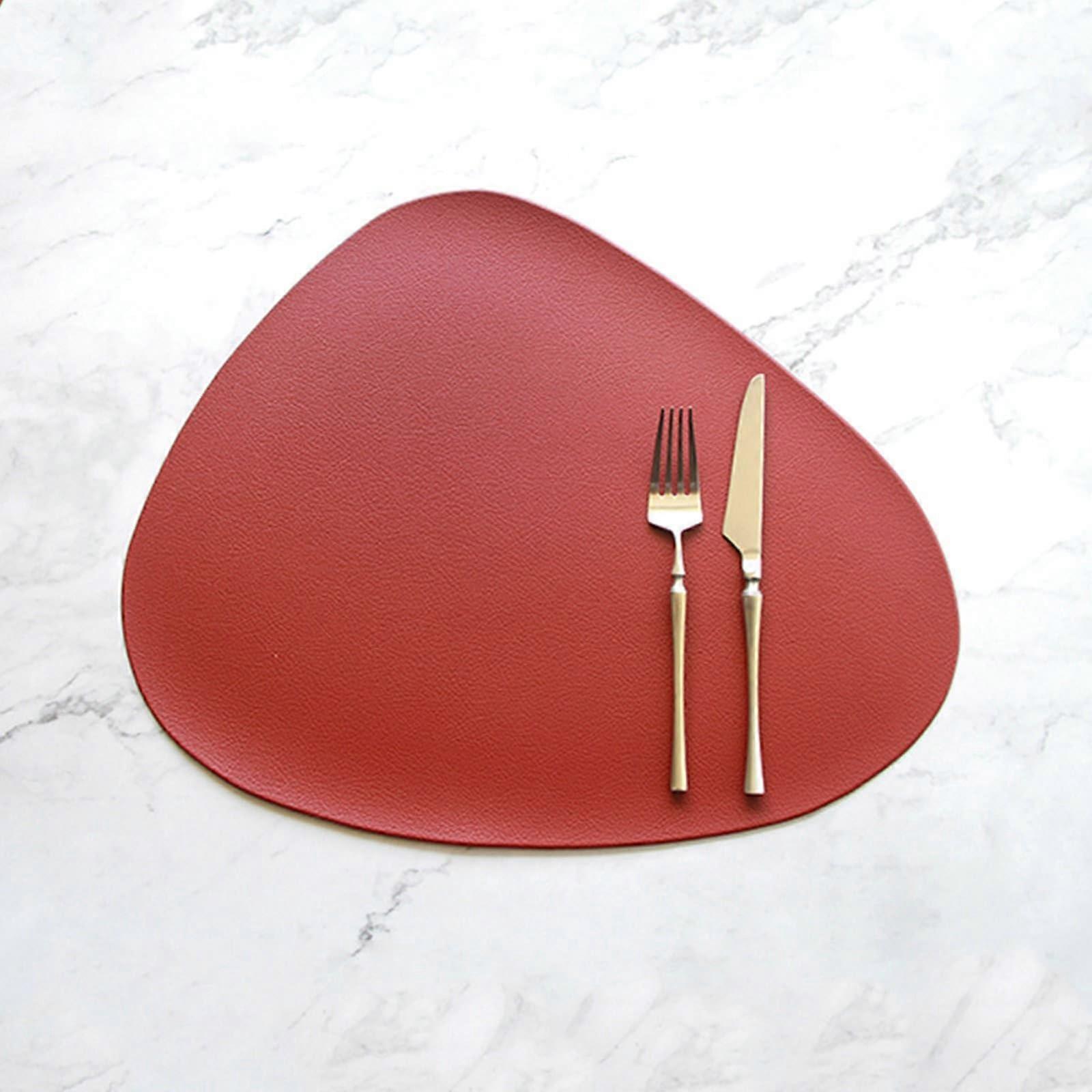6Piece Set Washable Triangle Placemat, PVC NonSlip, Red for Dining Table, 45.5x36.5CM