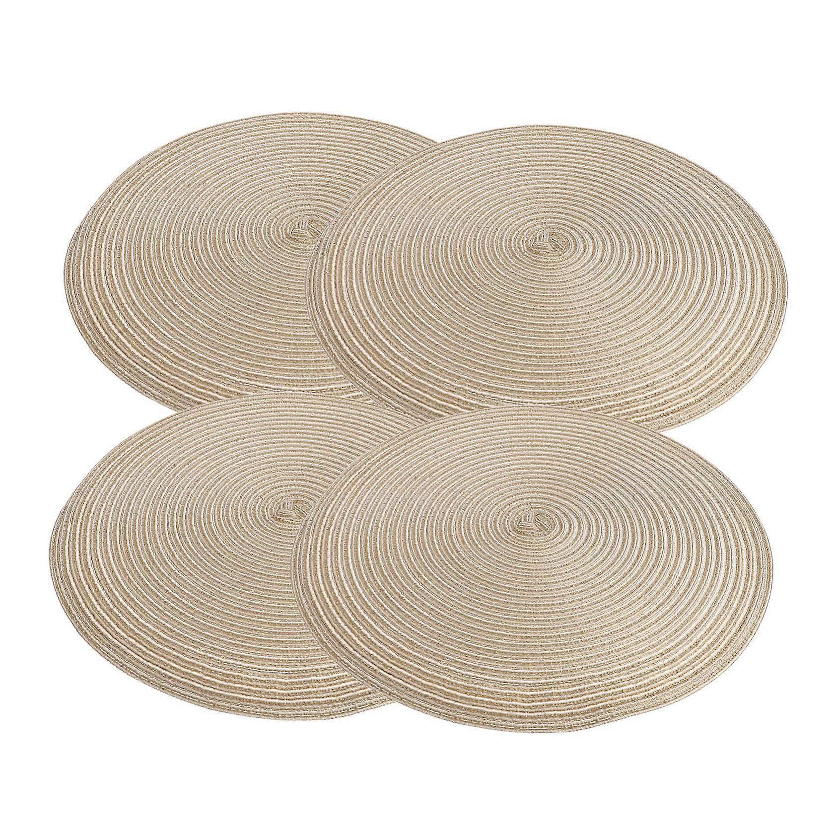 Ramie Woven Round Table Mats Set of 4, Heat Resistant Non-Slip Placemats for Dining Table, Eco-Friendly Home Decor
