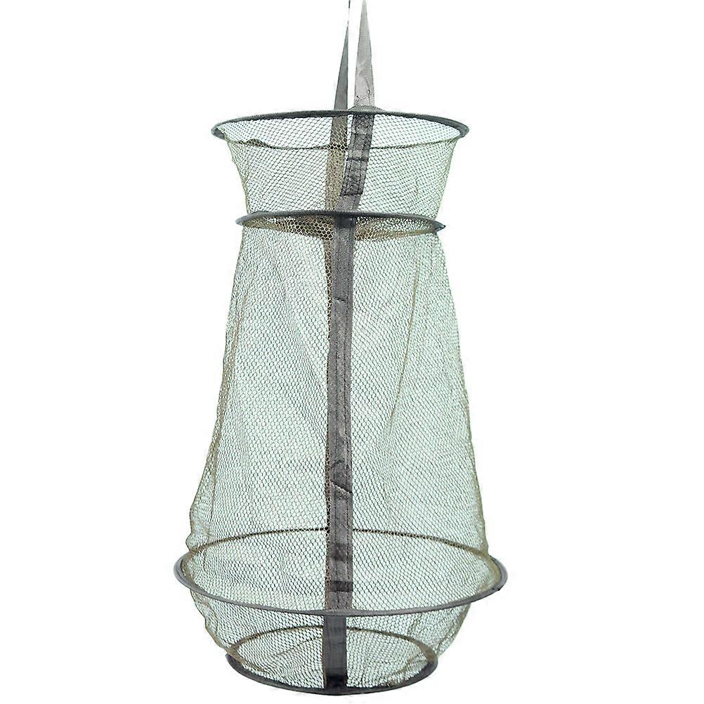 Portable Fishing Landing Net with Durable Mesh Material Olive Green Quickdrying 4 Spring Wire Frames Foldable