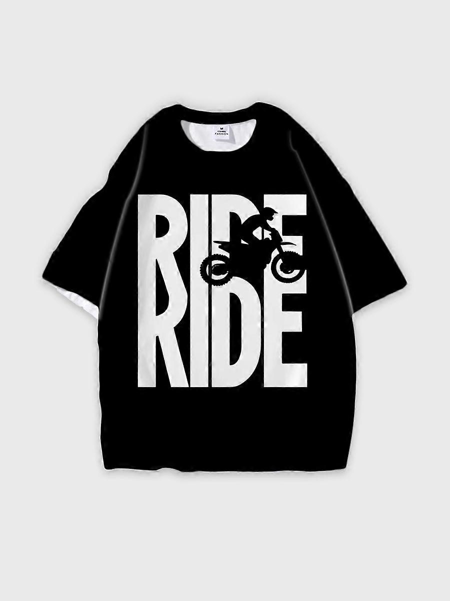 T-shirt round neck Pattern loose short sleeve E318