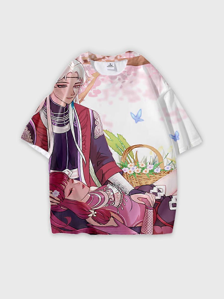 T-shirt round neck Character Pattern loose short sleeve P3061