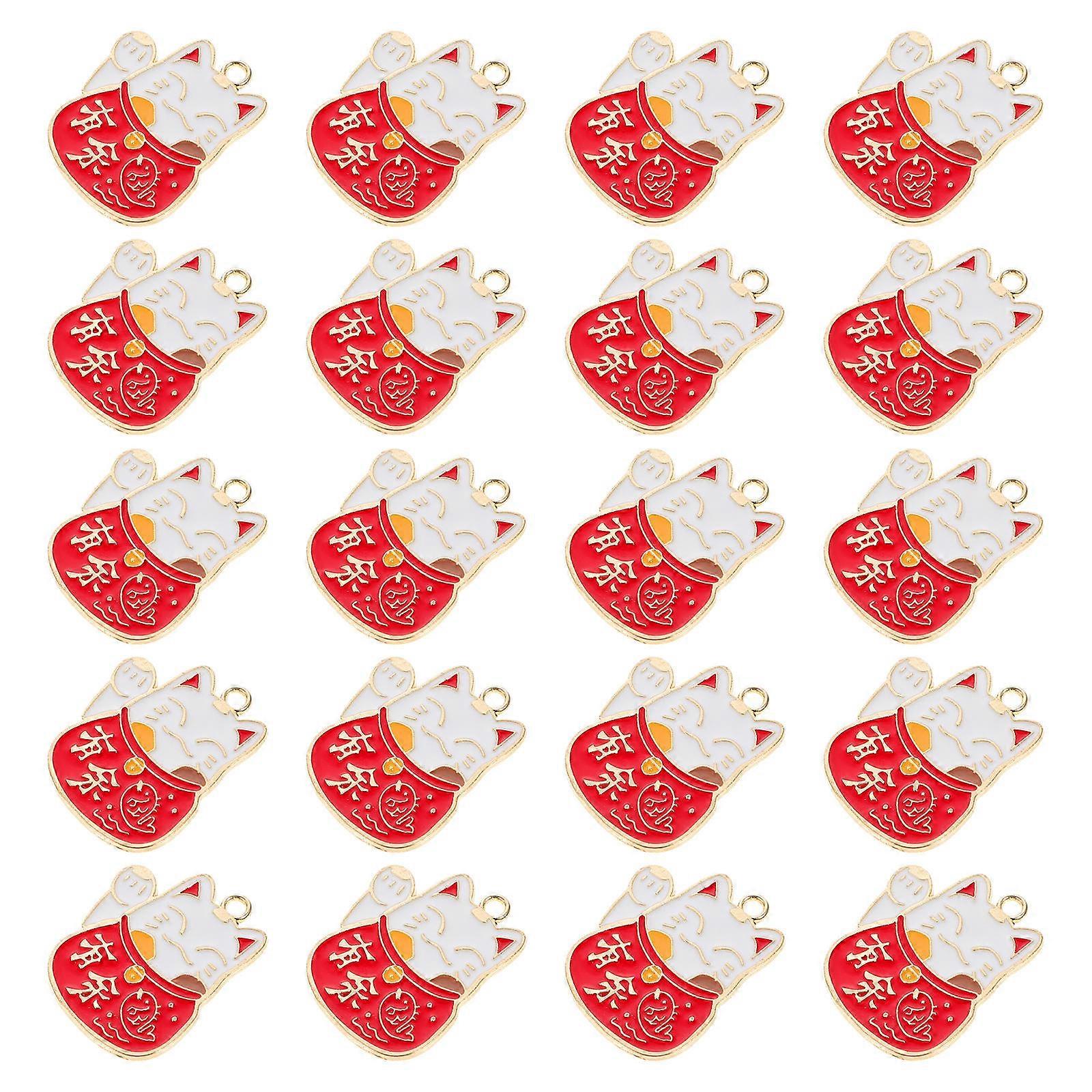 20pcs Cat Charms for DIY Keychains, Durable Pendants with Lucky Cat Design, Maneki Neko Style for Jewelry Crafting and Decoration