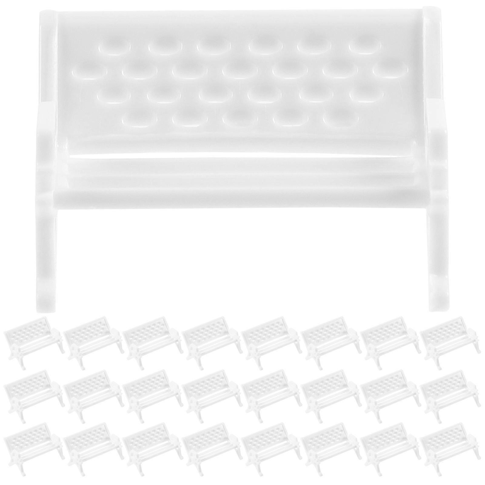 White Miniature Bench for Decoration ABS Material Versatile Mini House Accessories 25Pcs