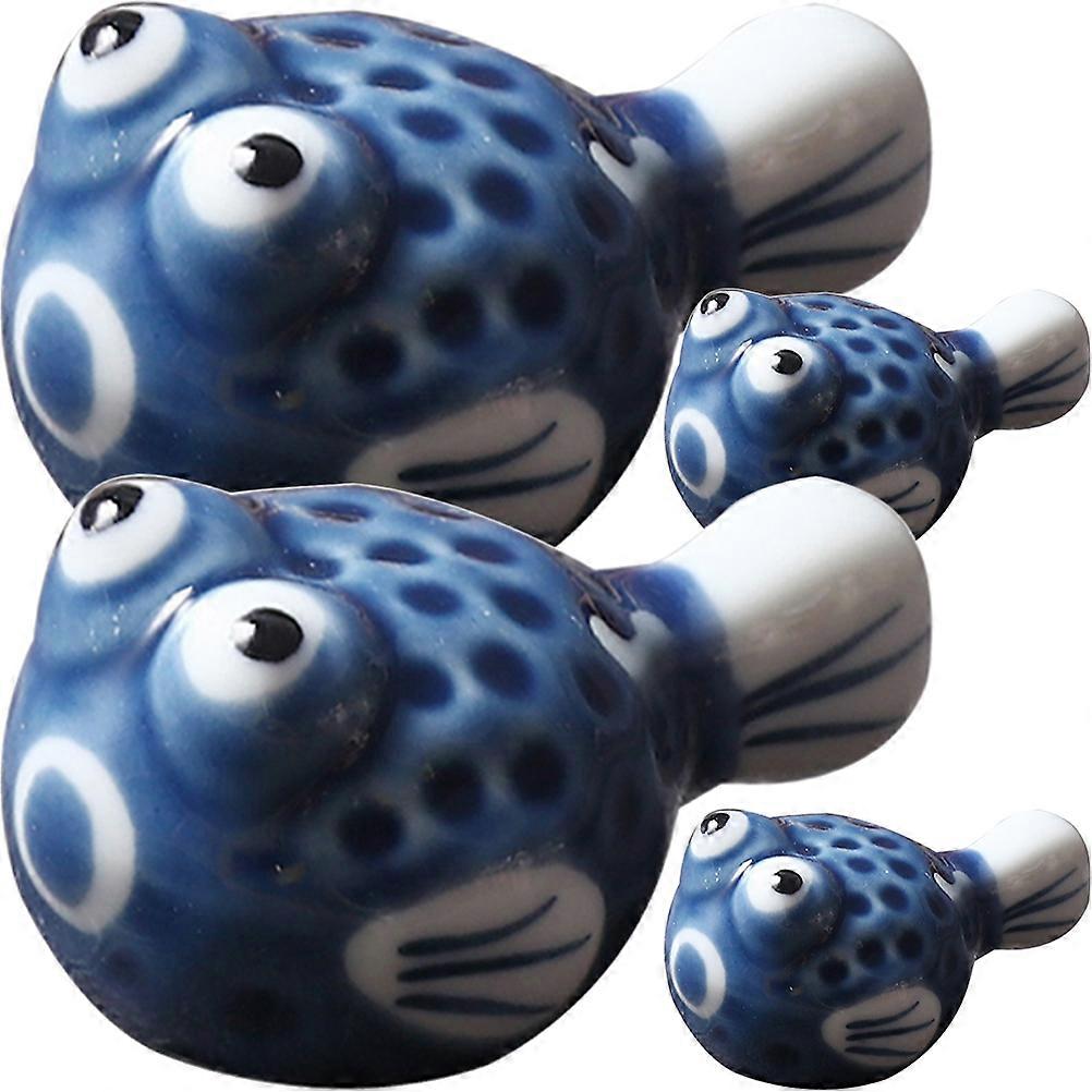 Blue Ceramic Chopstick Rest Holder for Storage Use with Excellent Craft and Practical Design 4 Pieces