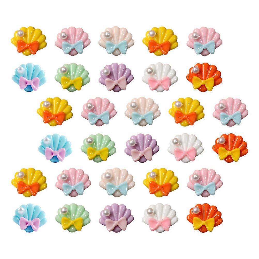 Shell Shape Resin Charms for DIY Phone Case and Handcraft Decoration Assorted Color 30Pcs