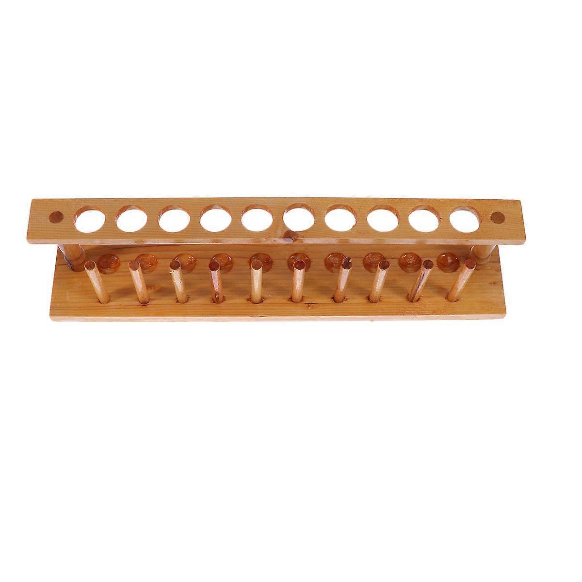 Multi-Functional Wooden Test Tube Stand For Educators And Researchers 35.6X6.4X9Cm Chocolate And Practical 1Pcs