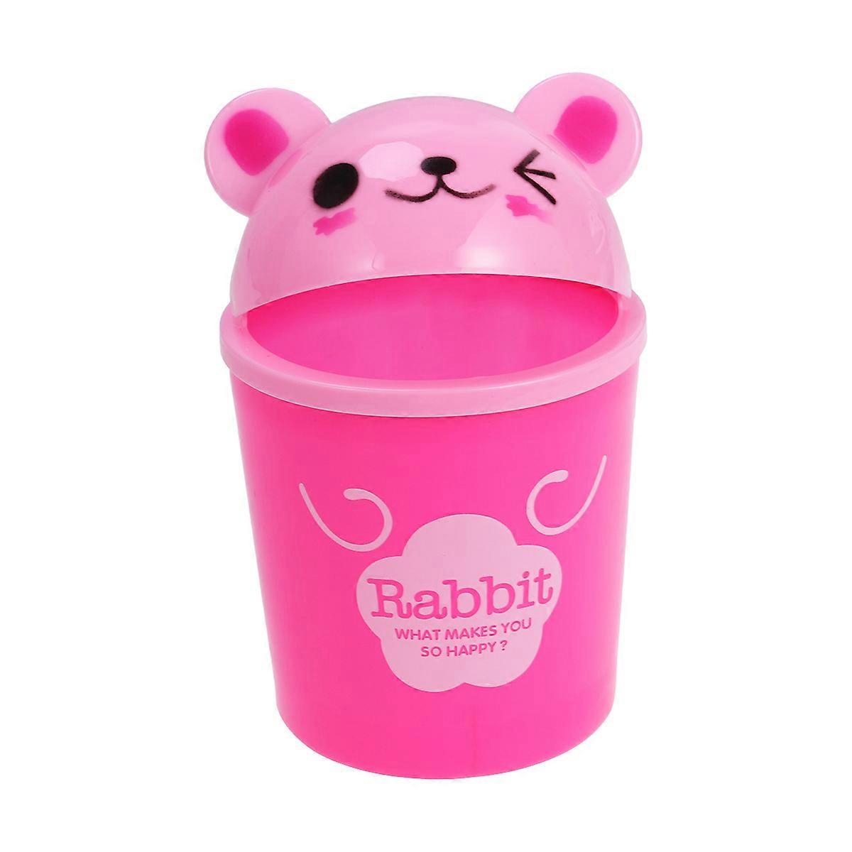 Rabbit Trash Can Mini Desktop Waste Bin Garbage Organizer Litter Holder (Pink #C065J#)