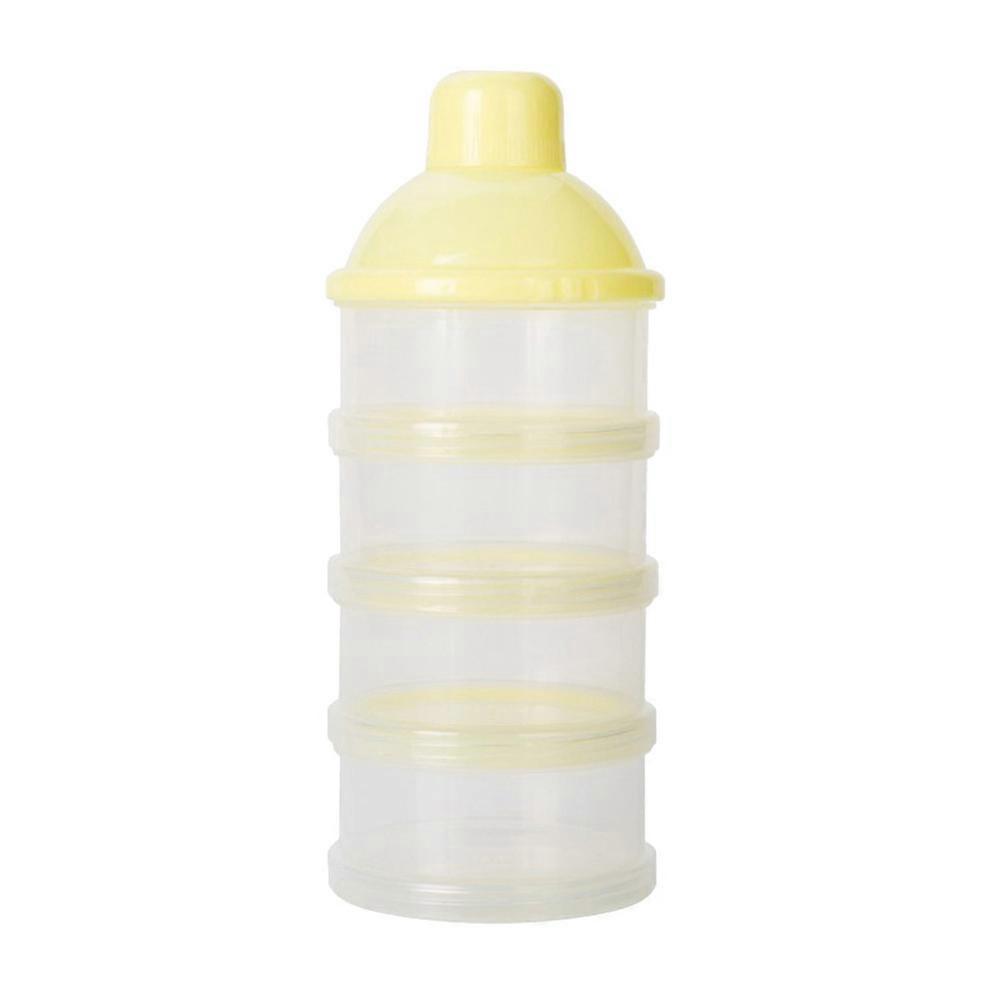 4 Layers Portable High capacity Detachable Formual Dispenser Baby Feeding Travel Storage Container Non Spill Stackable Snack Storage Container(Yellow)