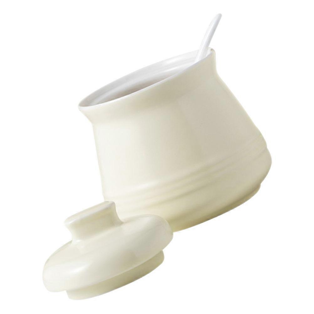 Ceramic Salt Container with Lid for Storage Use Safe and Healthy Food Grade Light Yellow 1 Set