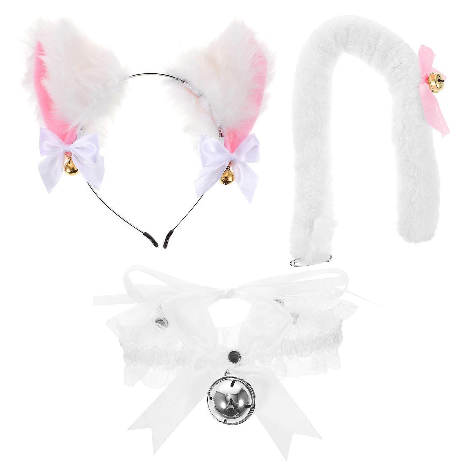 1 Set Cat Tail And Ears Prop For Girls Ideal For Animal Theme Parties And Role Playing With Fabric And Metal Materials