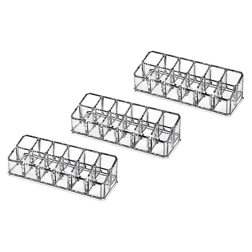 Stylish Lipstick Storage Case For Women Ideal For Counter Display 17.00X6.00X4.30cm Transparent Organizer With Space Saving Design 3Pcs