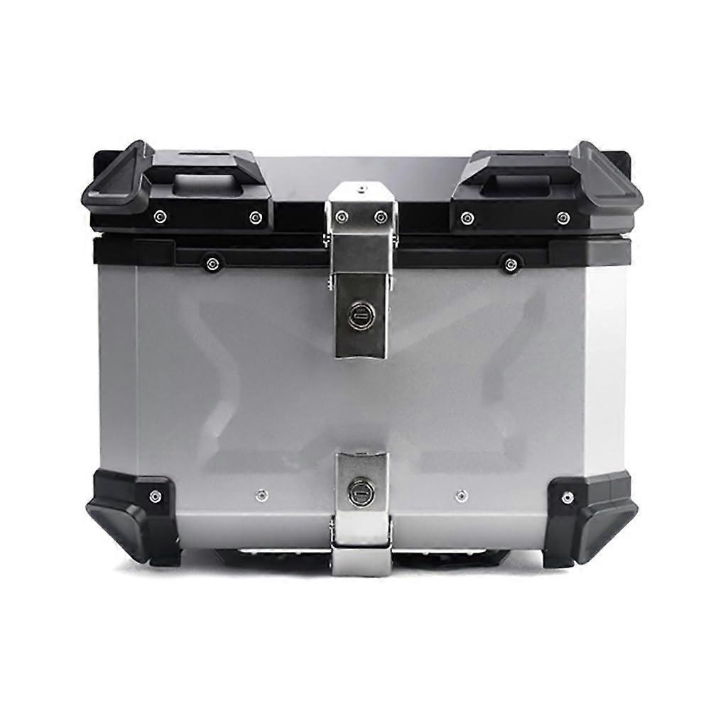 100 Litre Motorcycle Top Box with Helmet Storage, Aluminium Case, Safety Lock, Pillion Backrest, Silver 100L