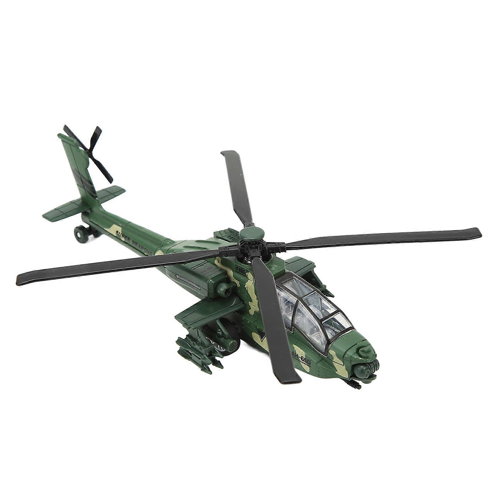 Alloy Copter Model Simulated Lifelike Diecast Pull Back Sound Light Aircraft Model Toy Collection Green
