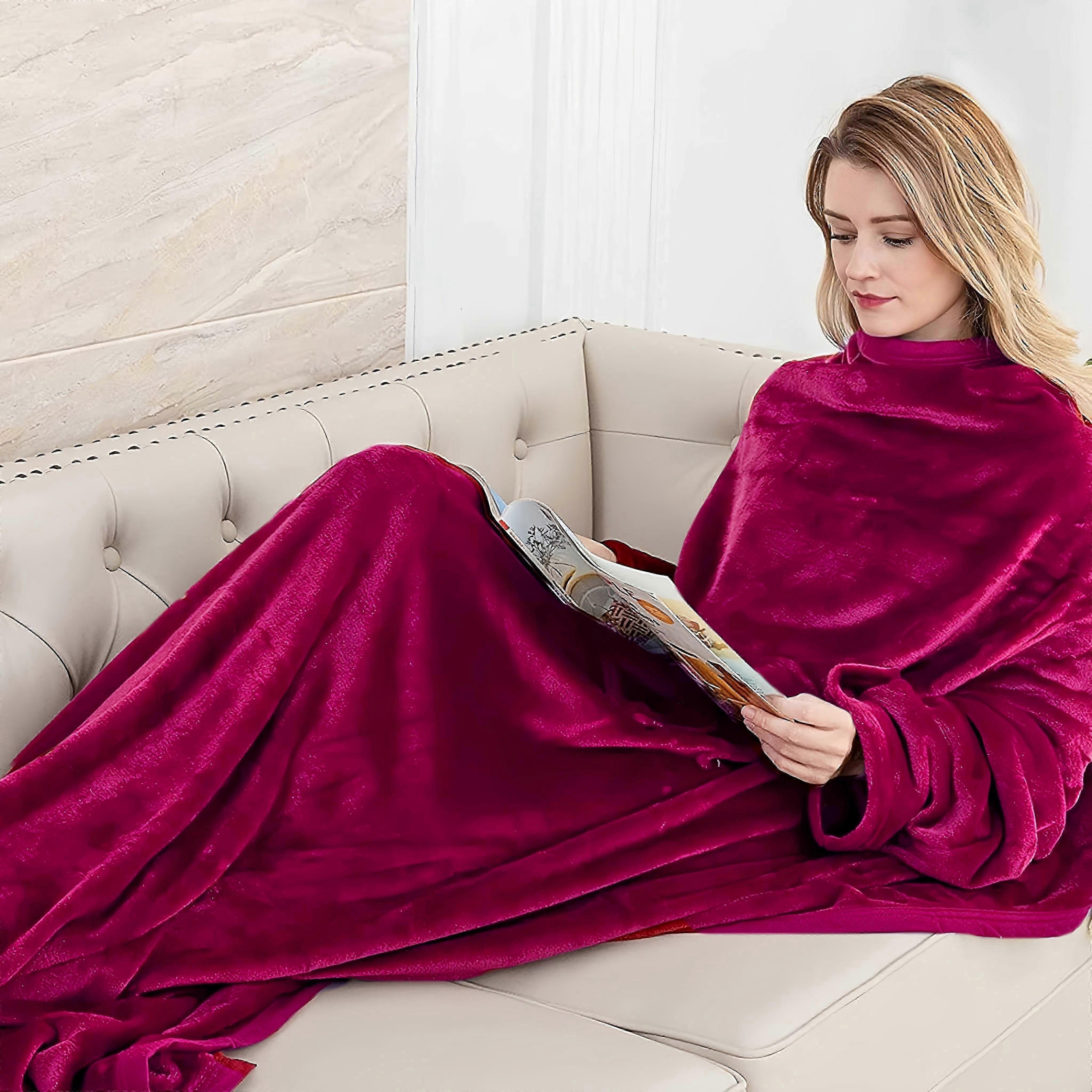 1pc Wearable Blanket, Oversized Blanket With Pocket And Sleef, Cosy Warm Soft Blanket For Sofa Office Bed And Travelling