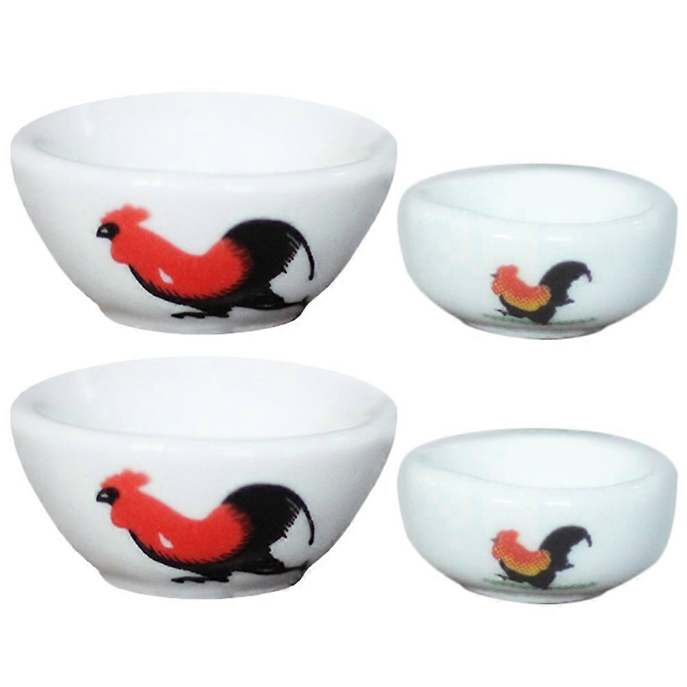 Decorative Ceramic Bowl Model Toy For Children And Mini House Accessories Compact Warm Atmosphere 4Pcs