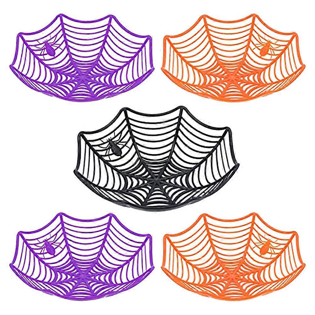 Assorted Color Halloween Candy Biscuit Plate Storage For Indoor And Outdoor Use In Round Shape 5Pcs