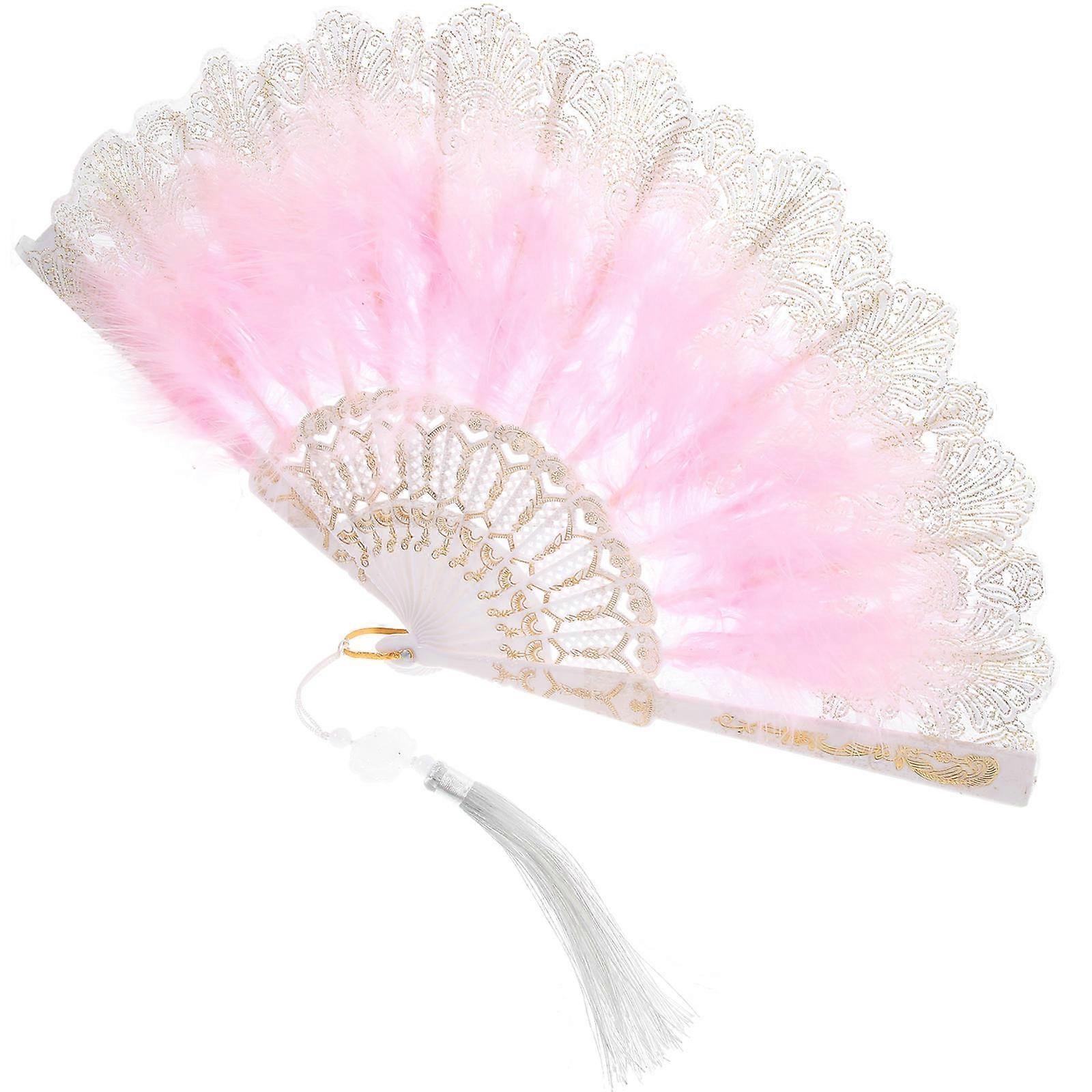 Chinese Vintage Hand Fan In Pink Designed For Women’s Dancing Parties With Foldable Feature Size 42X24X3CM Perfect For Cosplay 1Set