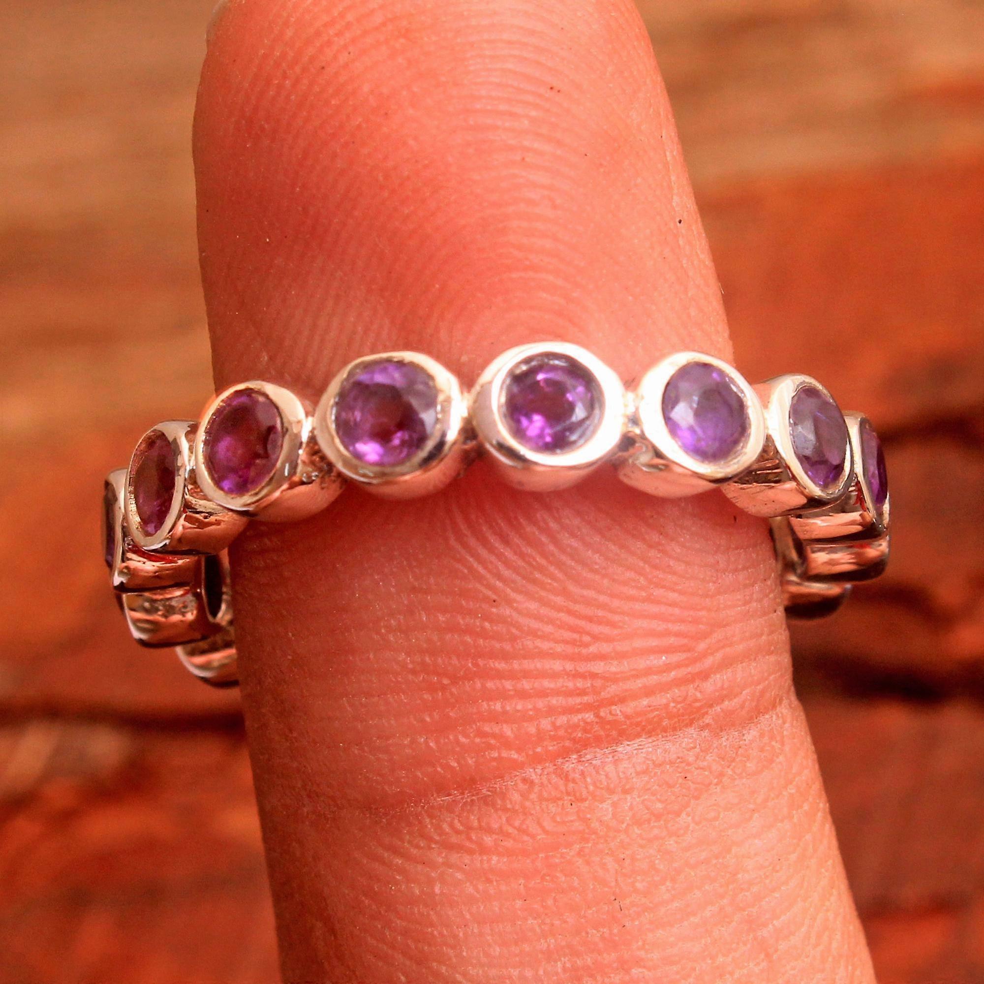 Amethyst February Birthstone Ring Solid 925 Sterling Silver Handmade Jewelry Statement Ring