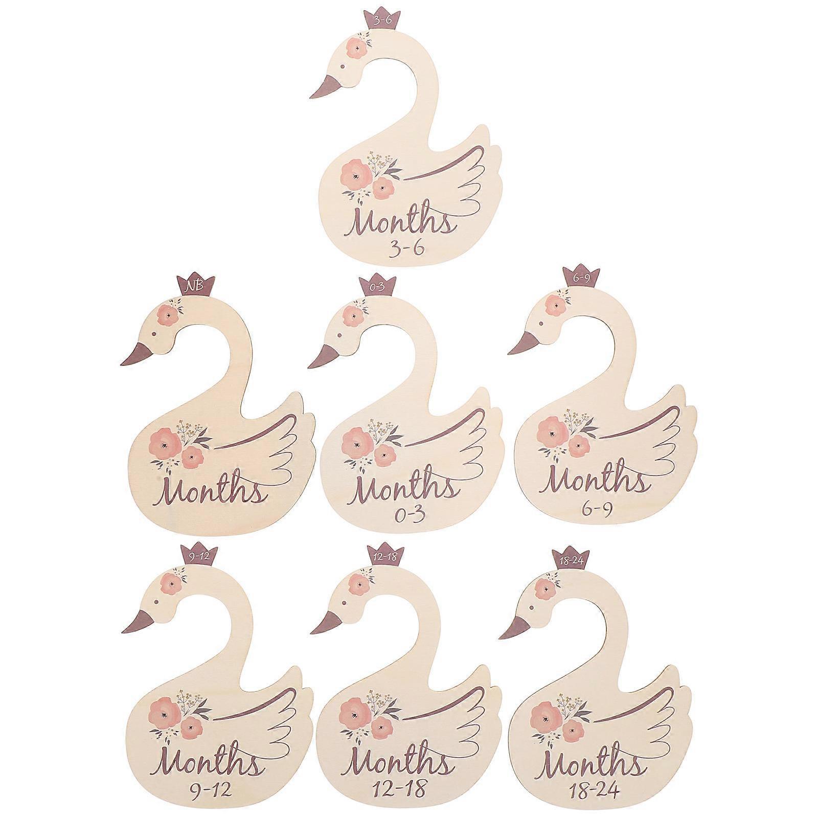 7pcs Swan Shaped Wooden Closet Dividers for Clothes Organization – Elegant Wardrobe Separators with UV Printing, Safe Material, Nursery Decor for