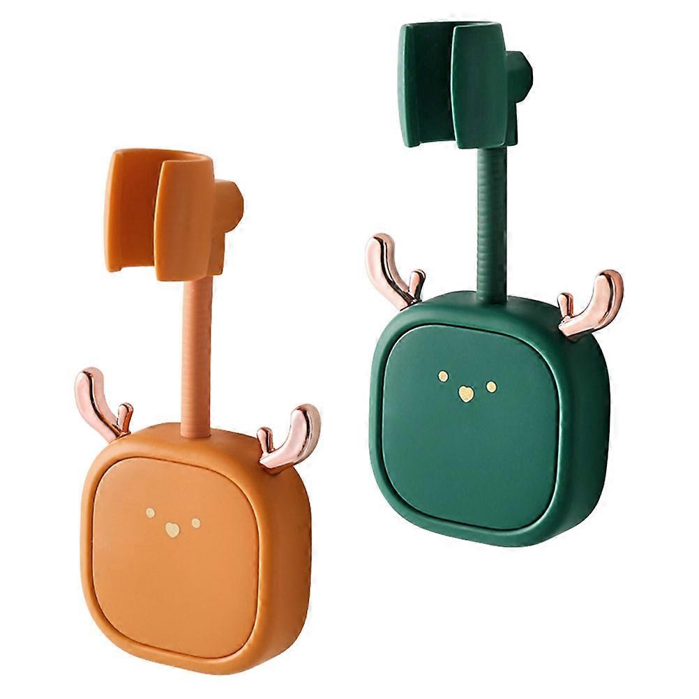 Shower Head Holder Set No Drill Wall Mount Bracket Easy Installation Smooth Surface Stable Lightweight for Bathroom Use 2pcs