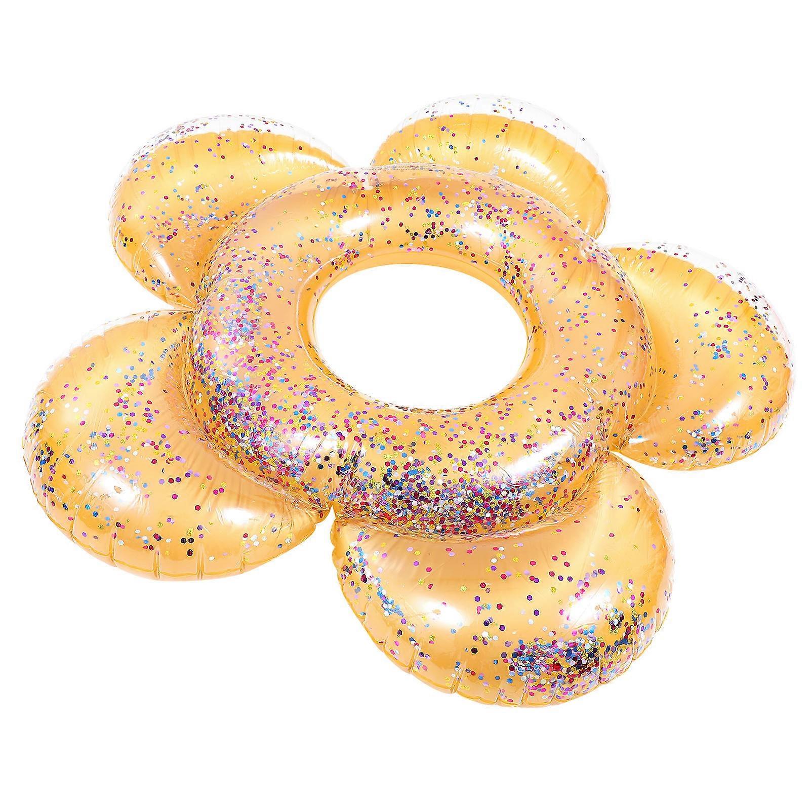 Sequin Sunflower Inflatable Swim Ring for Durable PVC Floating Pool Accessory, Safe Swimming Supply for Beginners, Beach and Pool Parties