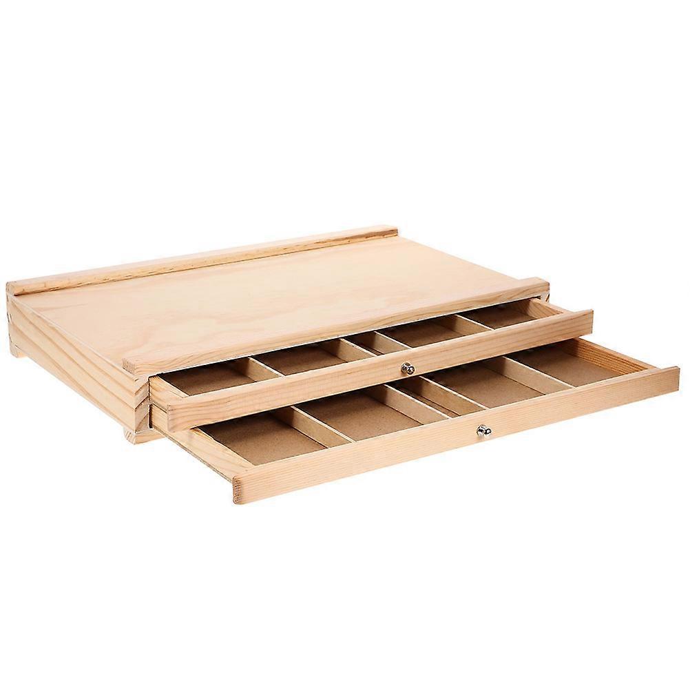 Portable Wooden Supply Storage Box with Multiple Compartments for Artists, Students & Outdoor Enthusiasts – Pen & Sketching Organizer