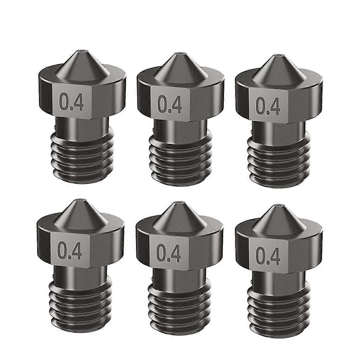 Stainless Steel Nozzles 0.4MM Thread Hardened Nozzles High Flow V6 Nozzle for Prusa I3 MK3/MK4 3D Printer (6PCS)