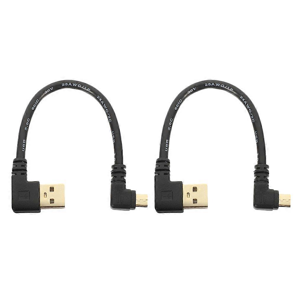 USB Cable 90 Degree Micro USB Data Transfer Cable 2Pcs Fast Charging Adapter