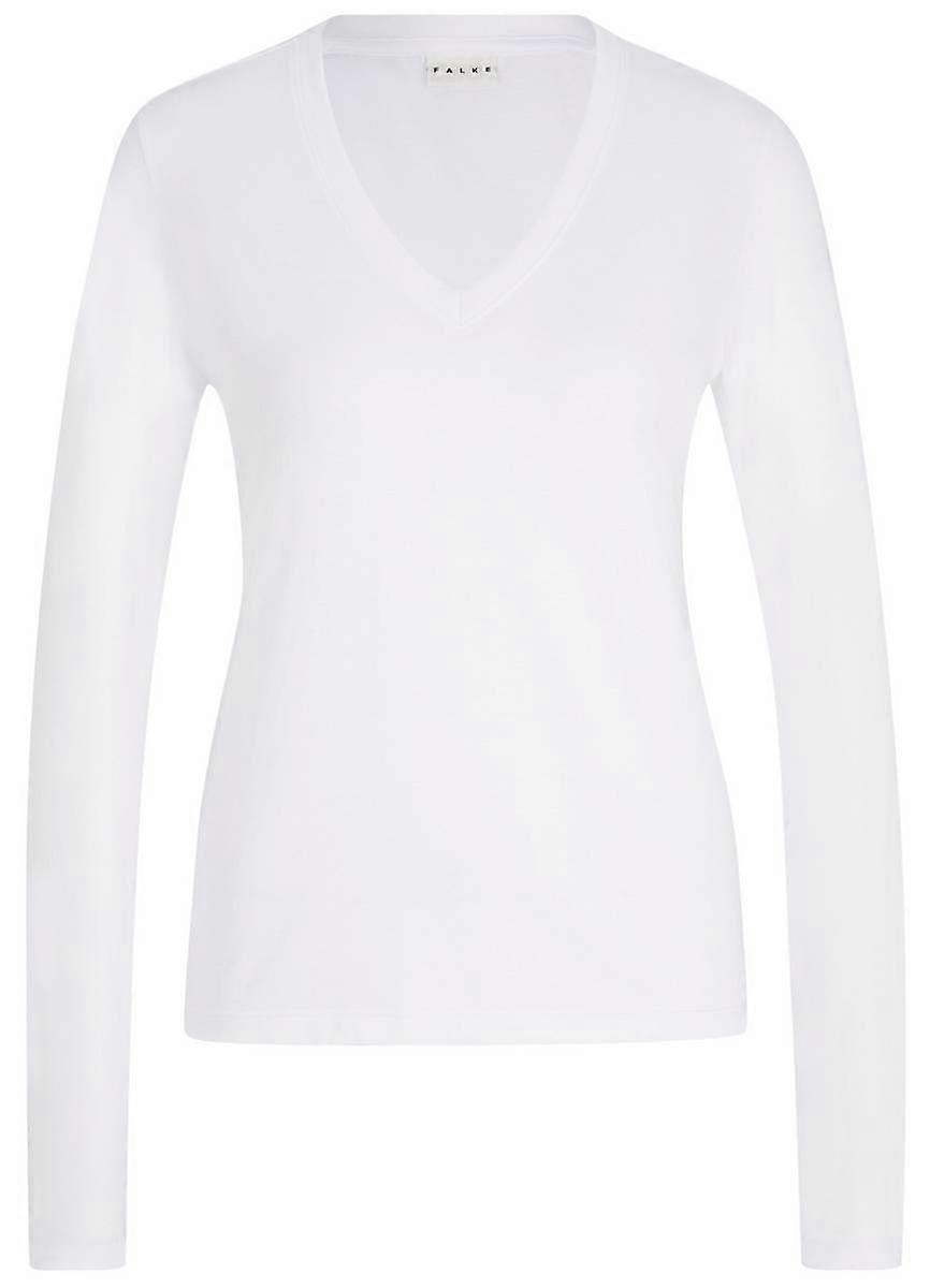Falke Pima Jersey V-Neck Long Sleeve Shirt - White