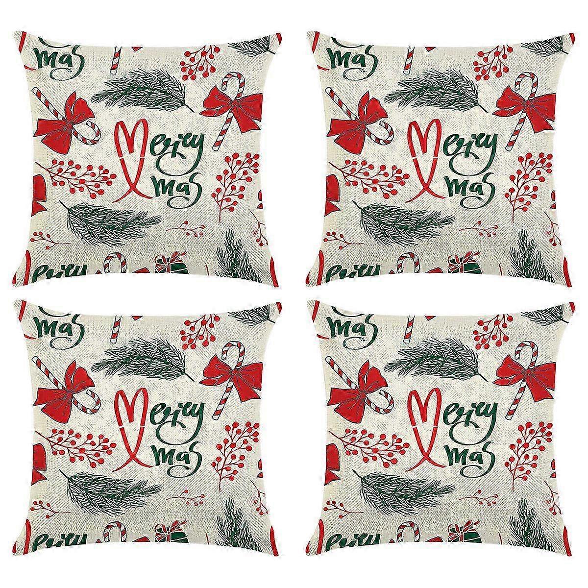 Set of 4 Digital Print Linen Pillow Covers - Decorative Cushions for Living Room, Sofa & Bedroom Decor Upgrade