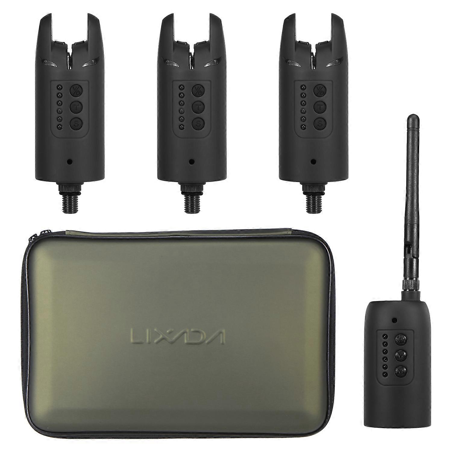 Wireless Digital Fishing Alarm Set LED Bite Sound Alert, Adjustable Color Indicator with Portable Case for Carp and Night Fishing