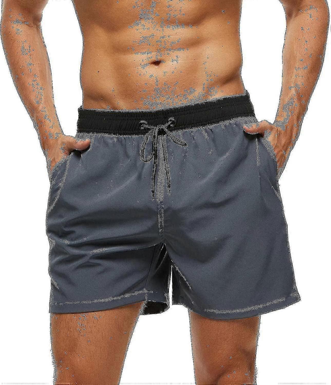 Men S Swim Trunks With Zip Pocket Waterproof Drying Quick Swimsuit Bathing Shorts With Adjustable Drawstring-n