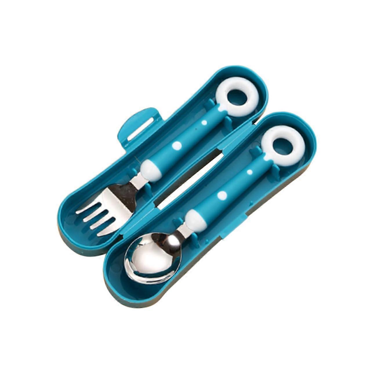 Silicone Utensils 1-Set For Baby Weaning, Fork And Spoon With Box, Durable And Easy To Clean, Comfortable Handling