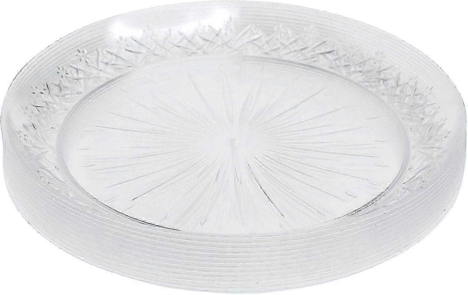 Pack Of 24 Clear Hard Plastic Dinner Plates ~ 25cm (10inch) ~ Elegant Party Serving Plates ~ Multi-use ~ Great For Parties, Weddings, Catered Events C