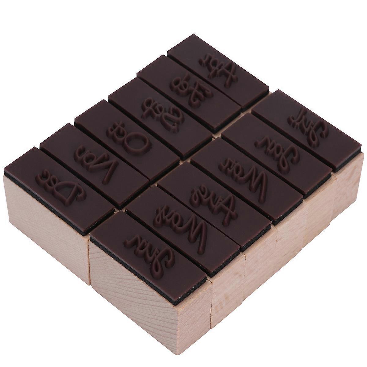 Wooden Seal Greeting Stamp for Scrapbooking, Crafting, and Creative English Letter Writing – Ideal for Diaries and Abbreviated Month Marking