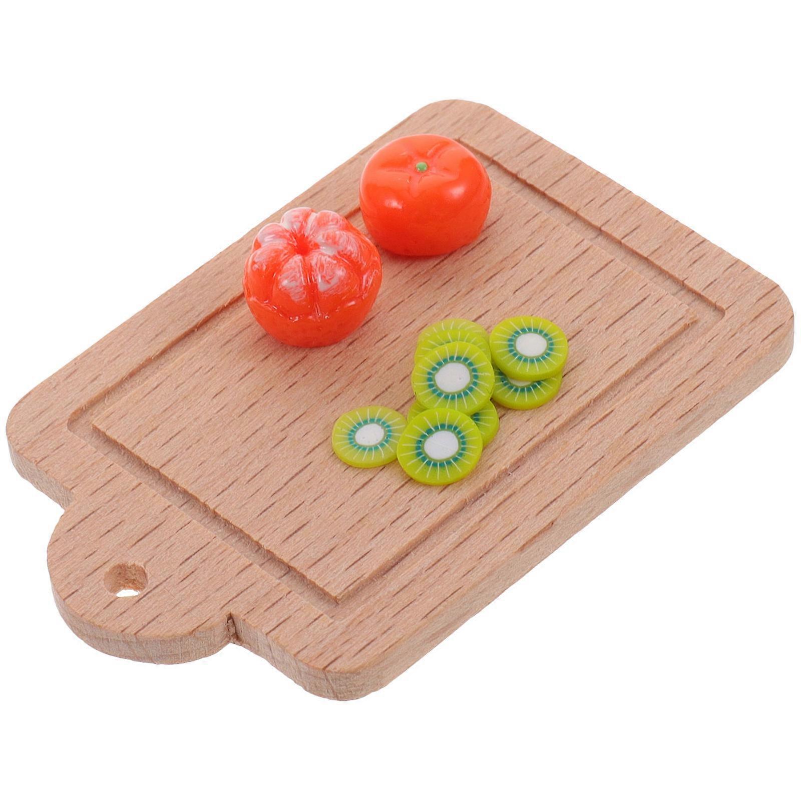 1 Set Miniature Cutting Board with Fruit Models for Decor Assorted Color Synthesis Material