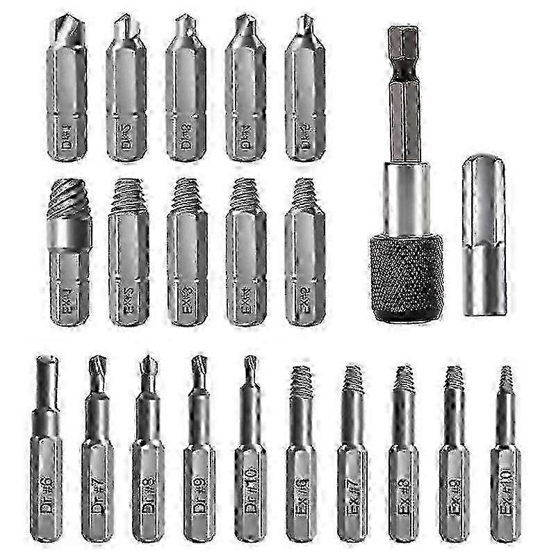 22-Piece Screw Extractor Set for Damaged Screws with Socket Adapter and Extended Drill Bit Holder