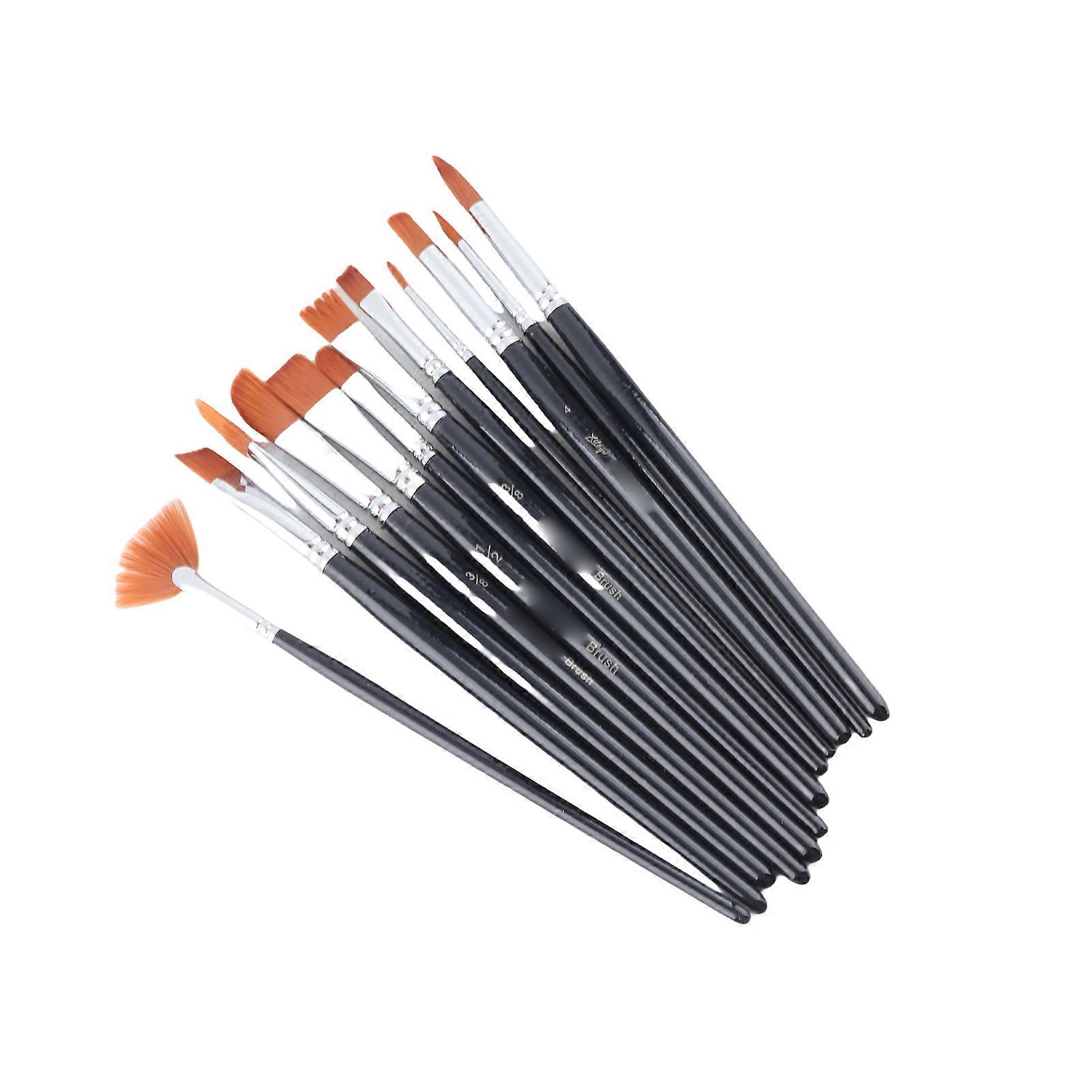 12pcs Paint Brush Set, Nylon Hair, 8 Sizes, Round & Angle Tips