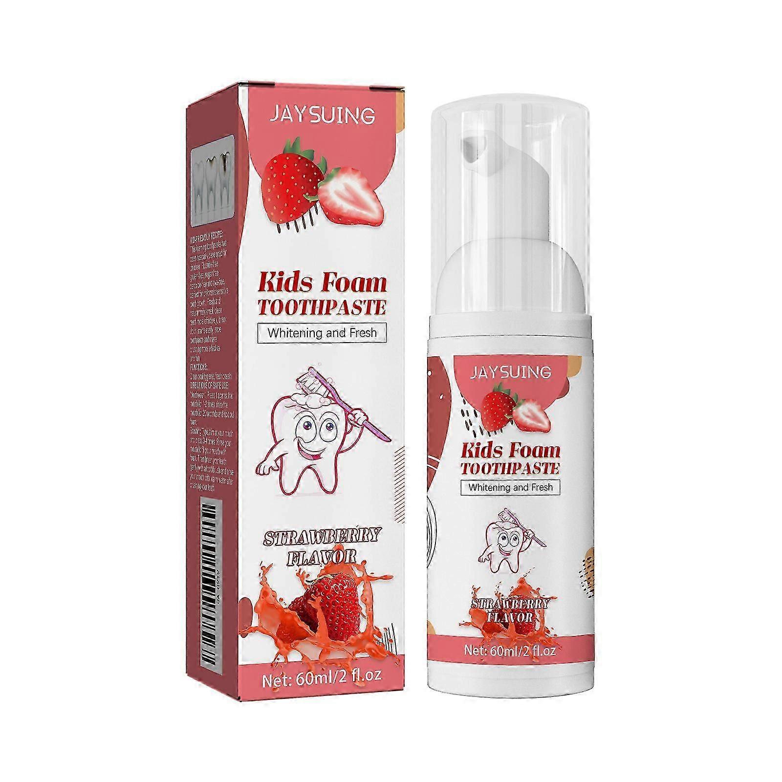 Jaysuing children's foam toothpaste, teeth cleaning, whitening, anti-caries, fruit-flavored push-type mousse toothpaste