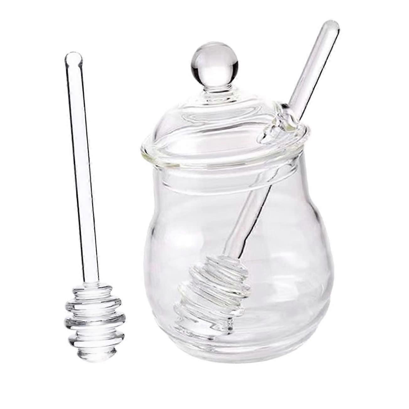 Honey Storage Jars Set With Lid And Dipper, Glass Honey Pot For Freshness, Airtight Design, Includes Two Stir Sticks